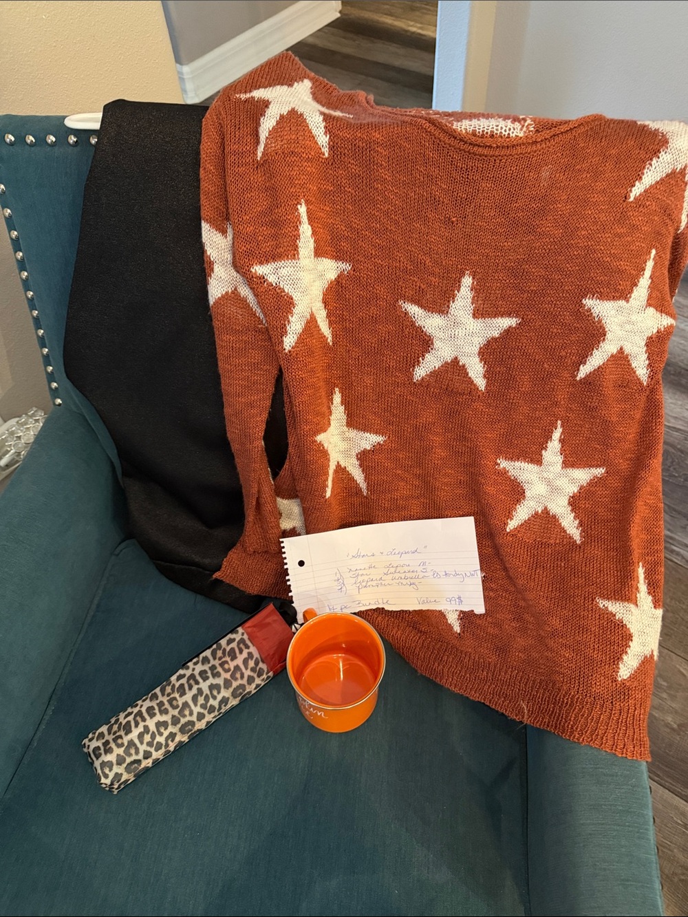 Ed Hardy umbrella Rust Orange Star Knit Sweater pants med mug